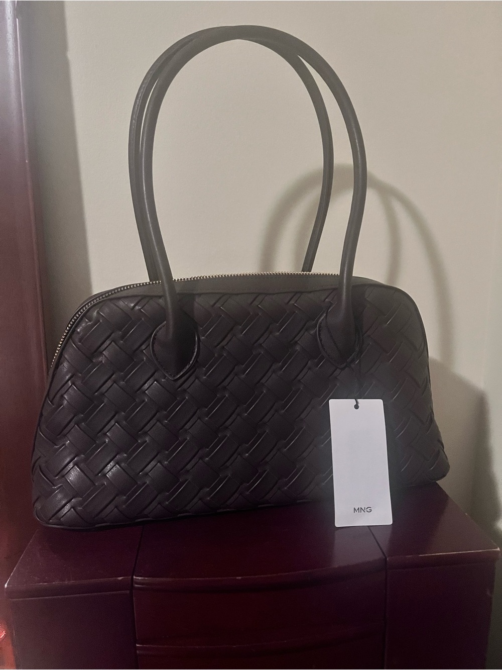 NWT Mango Chocolate Braided “Bowling Bag” Purse - Picture 8 of 8